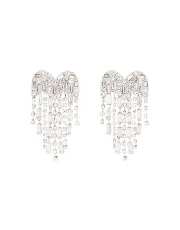 rhinestone heart waterfall drop earrings