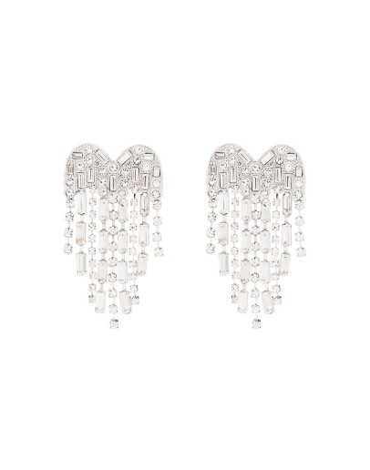 rhinestone heart waterfall drop earrings