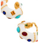 gemstone hoop clip earrings