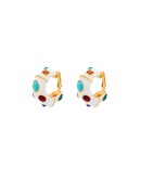 gemstone hoop clip earrings