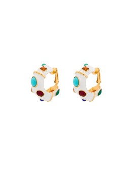 gemstone hoop clip earrings