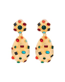gold-tone crystal-embellished clip earrings