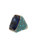 gold-tone crystal-embellished cocktail ring