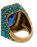 gold-tone crystal-embellished cocktail ring