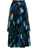 floral-print pleated skirt