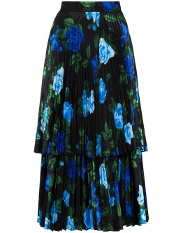 floral-print pleated skirt