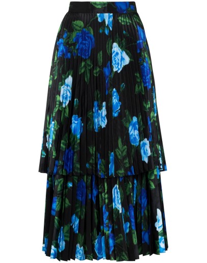 floral-print pleated skirt
