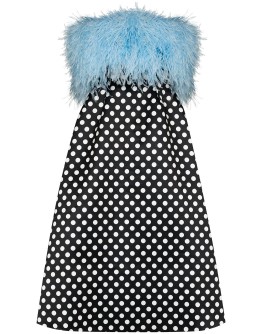 feather bodice polka dot dress