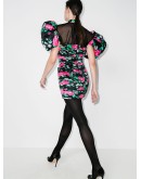 floral-print puff-sleeve dress
