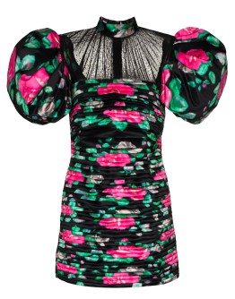 floral-print puff-sleeve dress