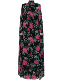 floral-print cape-back gown