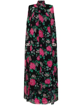 floral-print cape-back gown