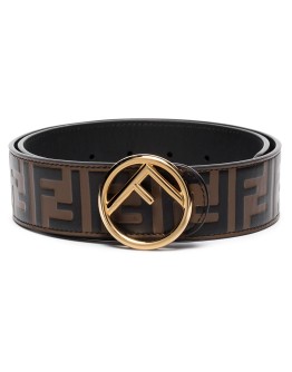 logo-print leather belt
