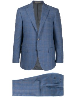 check twill two-piece suit