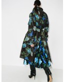 floral print satin trench coat