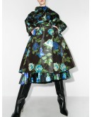 floral print satin trench coat