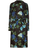 floral print satin trench coat