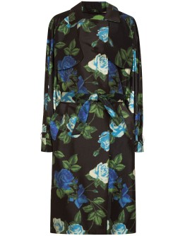 floral print satin trench coat