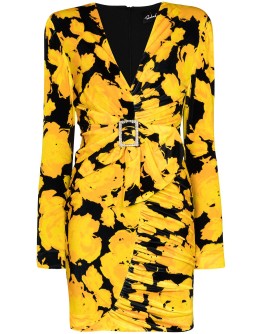 floral-print belted mini dress