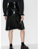crocodile-effect midi skirt