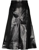 crocodile-effect midi skirt