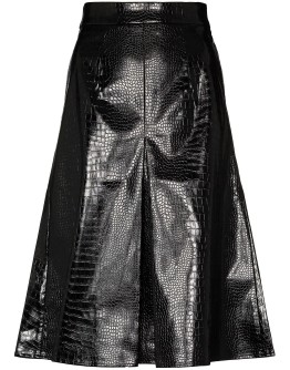 crocodile-effect midi skirt