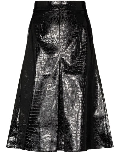 crocodile-effect midi skirt