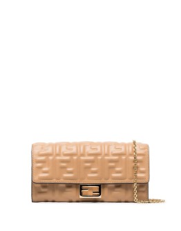 logo-embossed leather clutch