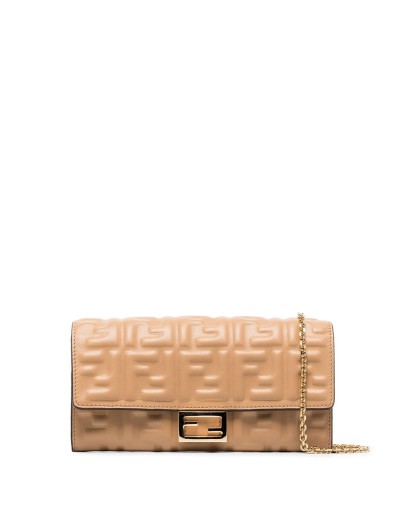logo-embossed leather clutch