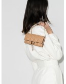 logo-embossed leather clutch