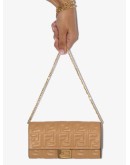 logo-embossed leather clutch