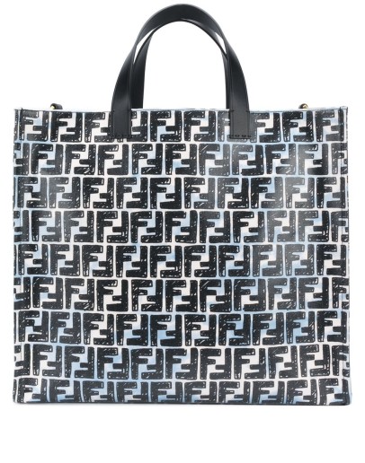 monogram-print tote bag