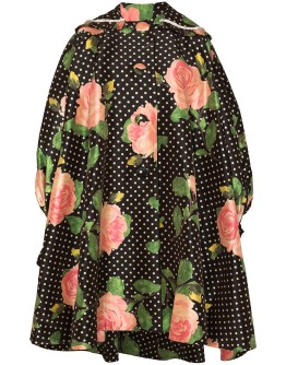 oversized floral polka-dot print coat