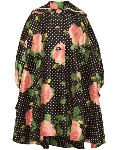 oversized floral polka-dot print coat