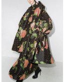 oversized floral polka-dot print coat