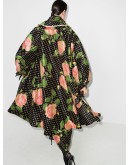 oversized floral polka-dot print coat