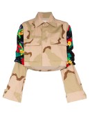panelled camouflage-print jacket