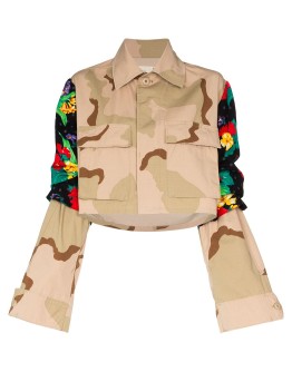 panelled camouflage-print jacket