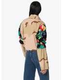 panelled camouflage-print jacket