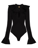 ruffle trim bodysuit
