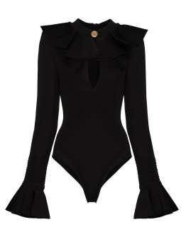 ruffle trim bodysuit