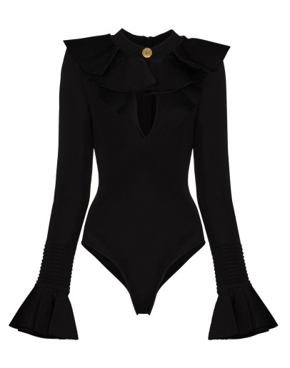 ruffle trim bodysuit