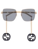 square-frame logo charm sunglasses