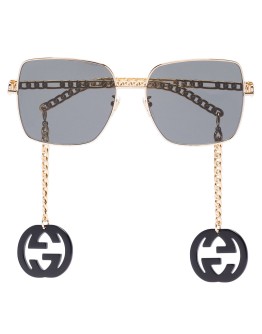 square-frame logo charm sunglasses