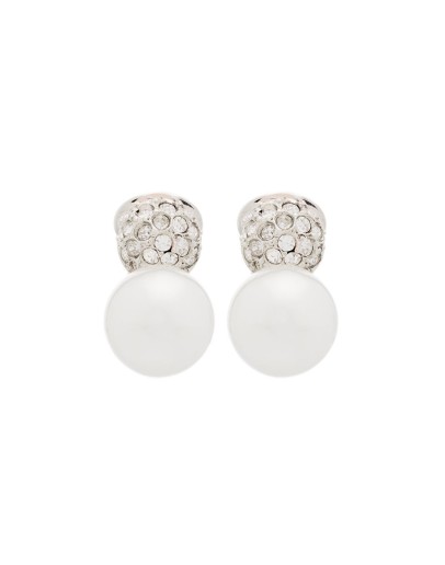  pavé crystal pearl clip earrings