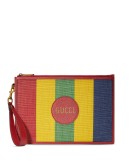 striped logo clutch bag