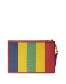 striped logo clutch bag