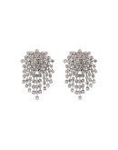 silver-tone crystal-embellished clip earrings