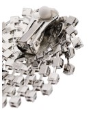 silver-tone crystal-embellished clip earrings