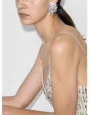silver-tone crystal-embellished clip earrings